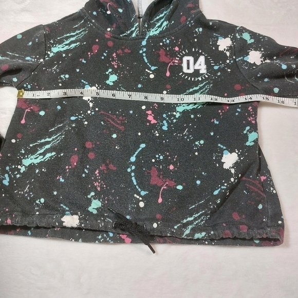 Justice Active Black Paint Splatter Hoodie Size 6 - Picture 4 of 9